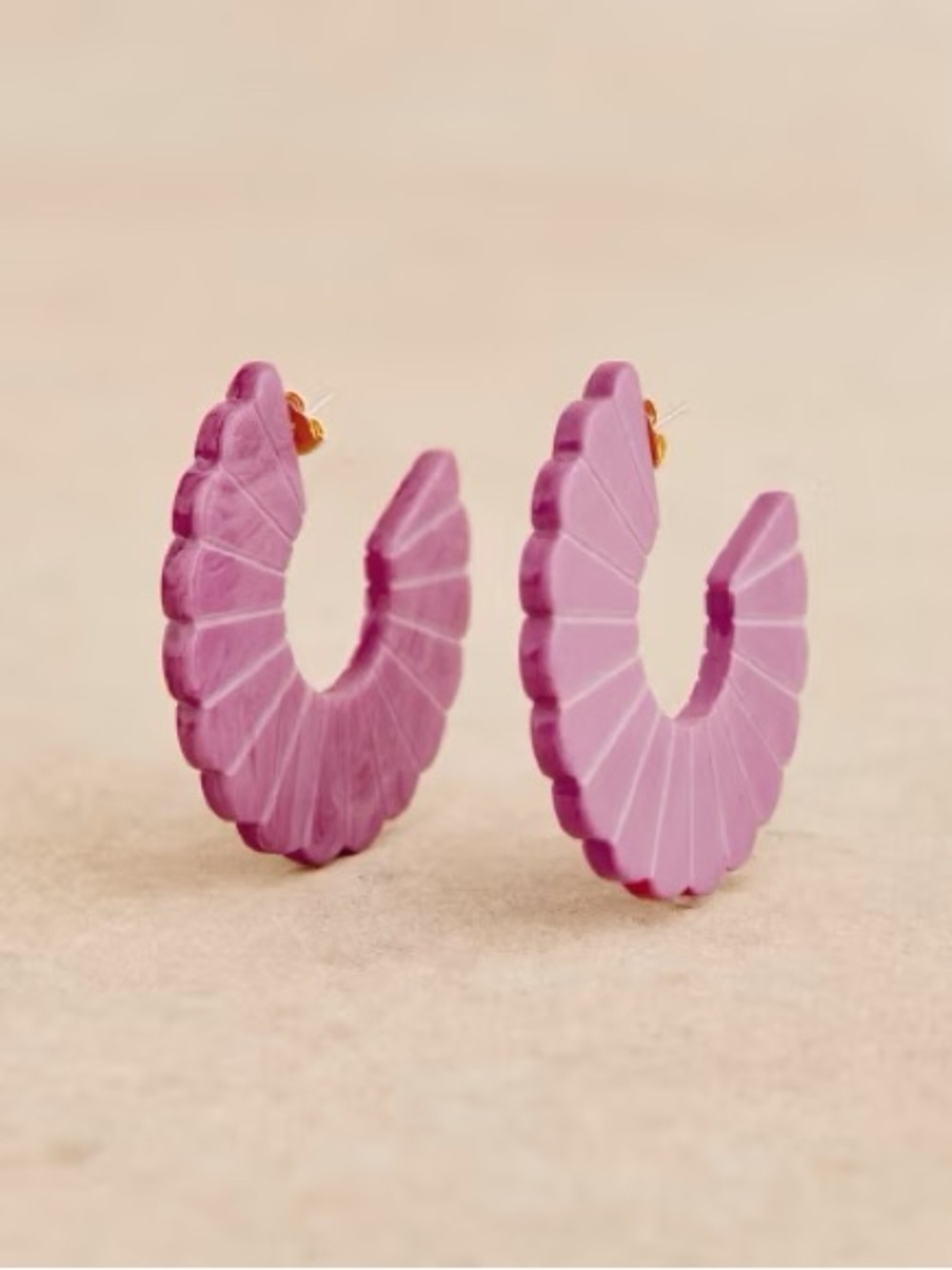 Sezane Grape Sandy Earrings Statement Hoop Chunky Oversized Marbled Pink Purple